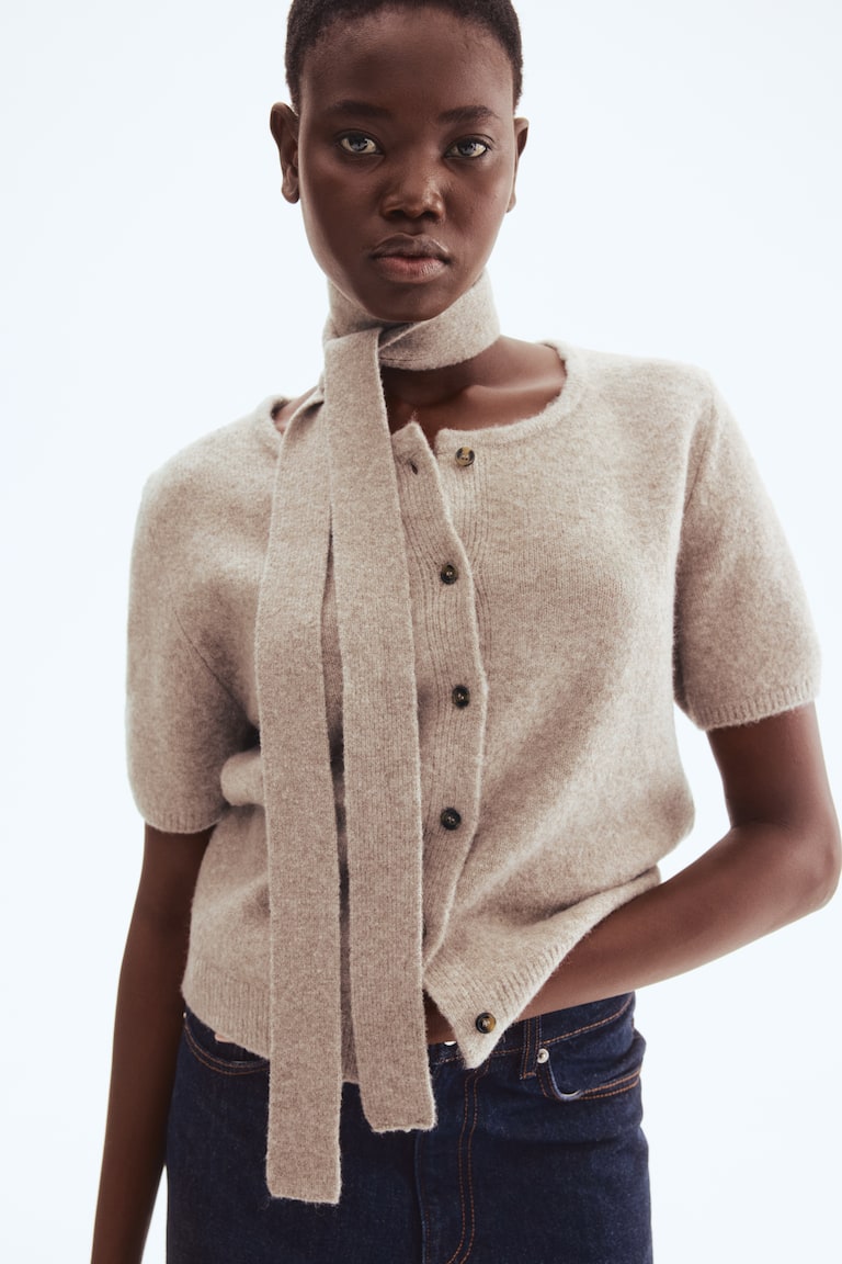 Scarf-Detail Cardigan