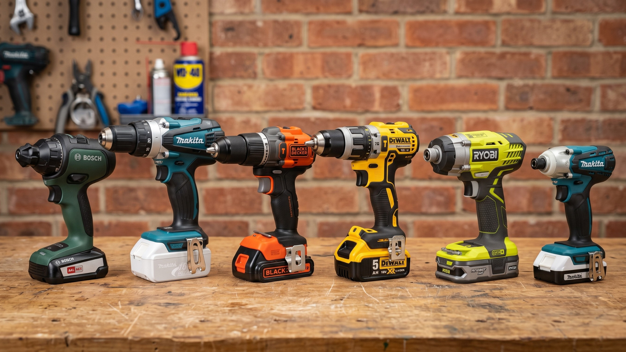 The best cordless drills on a workshop surface