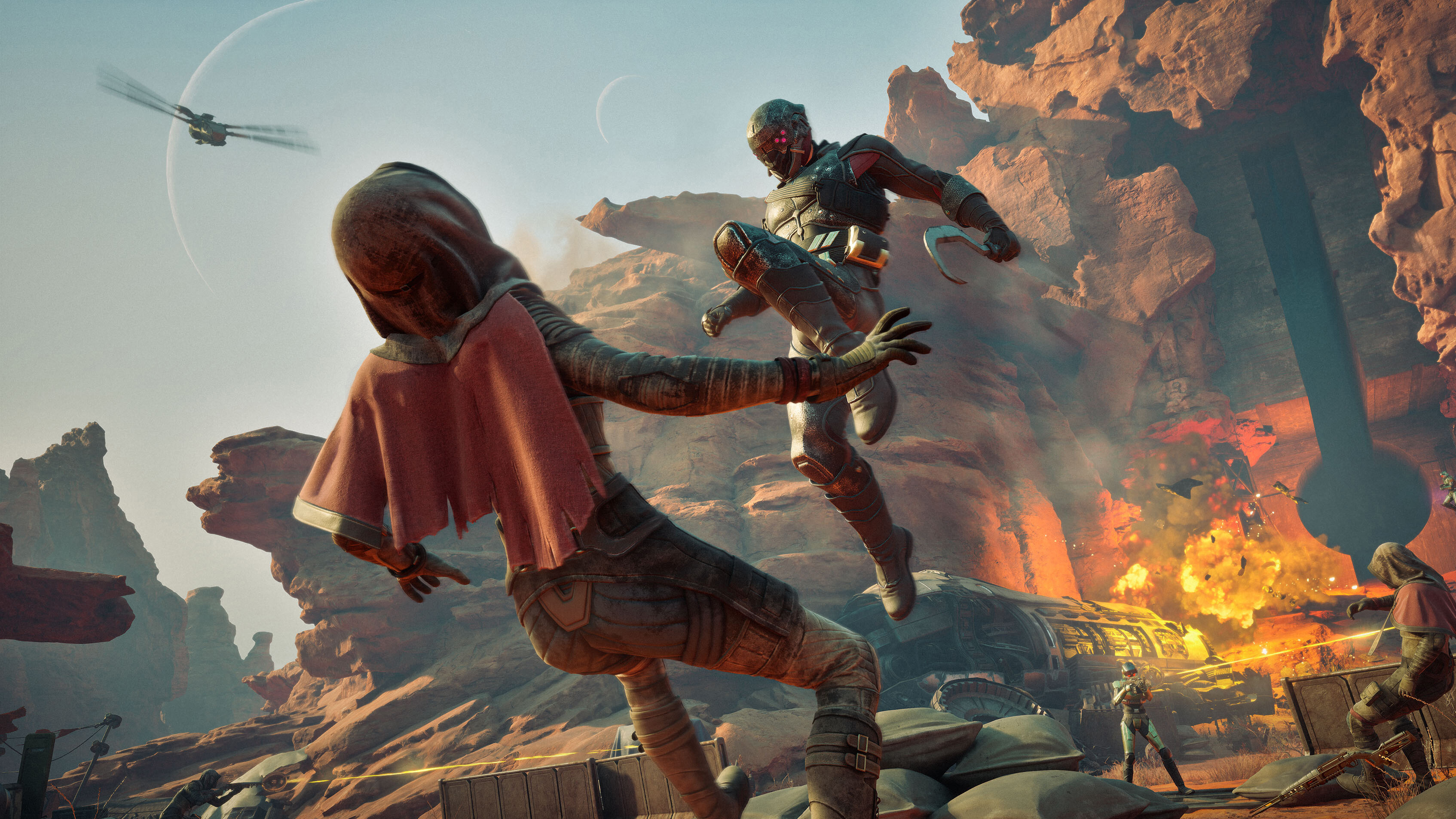 Fighters clashing in Dune Awakening