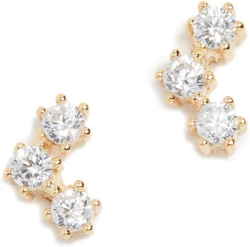 SHASHI, Unknown Women's Trinity Stud Earrings, Gold/clear, One Size