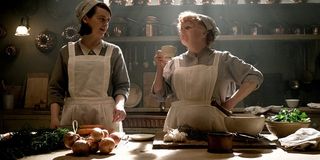 Downton Abbey Daisy and Mrs. Patmore cooking with smiles and conversation