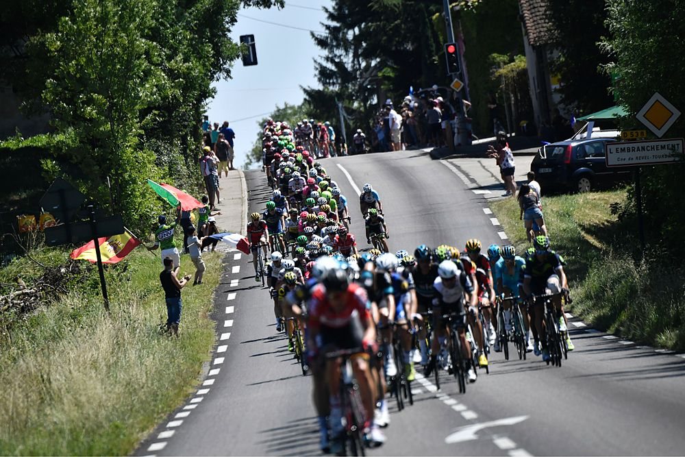 The field during stage 14 during the Tour de France
