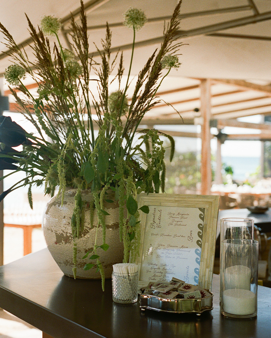 Detailed images of the bar during cocktail hour.