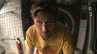 Ryland Grace (Ryan Gosling) talking to the camera in Project Hail Mary