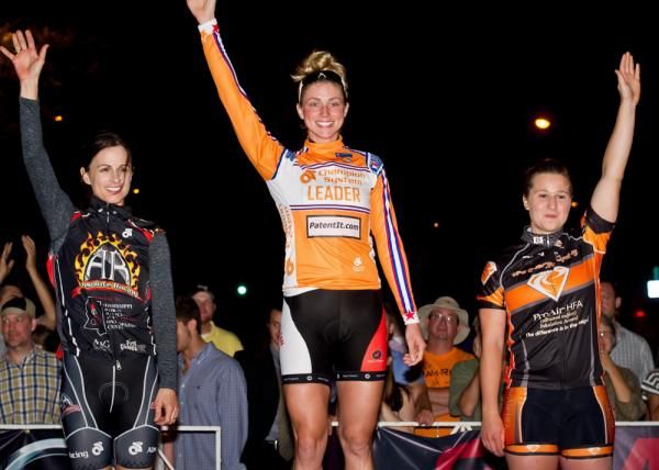 Erica Allar (RideClean-Parentit.com) tops the women's USA Crits series leaders podium