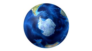 An illustration of Antarctica, separated from the other continents.