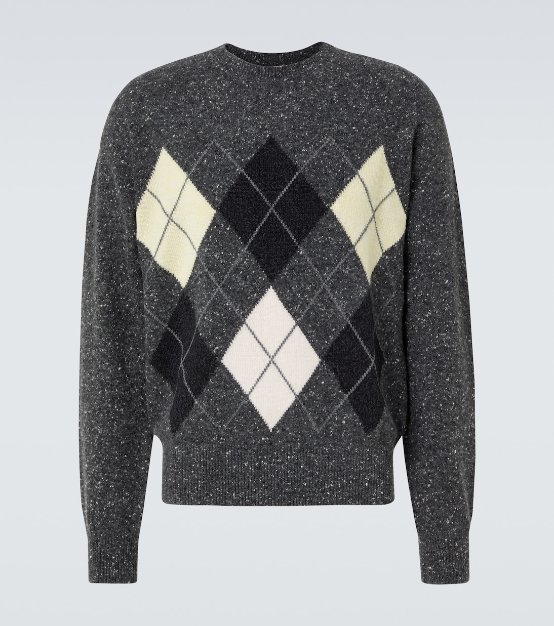 Pincer Argyle Cashmere Tweed Sweater in Grey - the Row