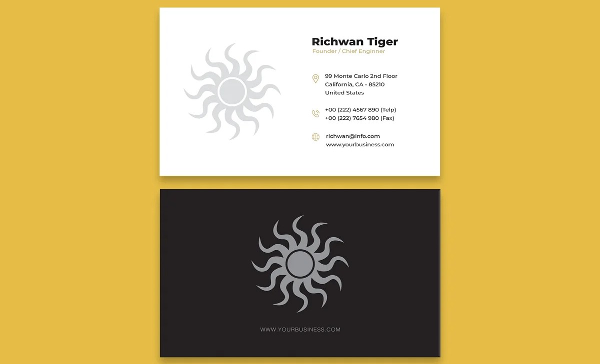 Business card templates featuring sun design