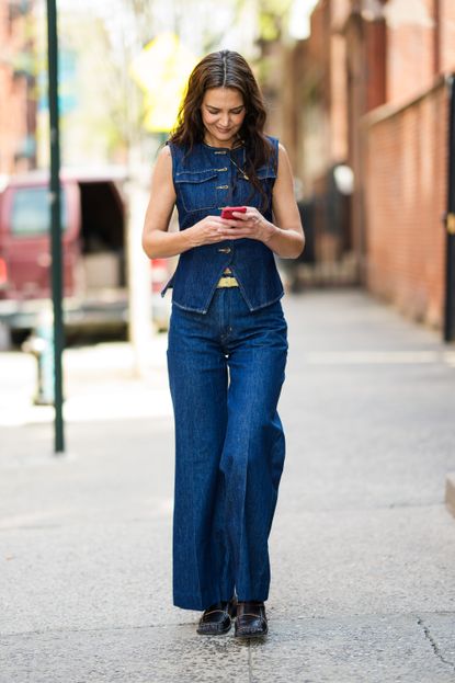 Katie Holmes Puts One of Fall 2024's Biggest Denim Trends to an Early ...