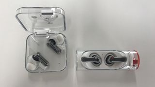 Nothing Ear (stick) and Nothing Ear 1 cases side by side