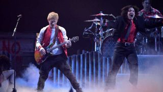 Ed Sheeran and Oli Sykes onstage at the BRITS