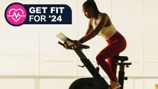 Woman on an exercise bike