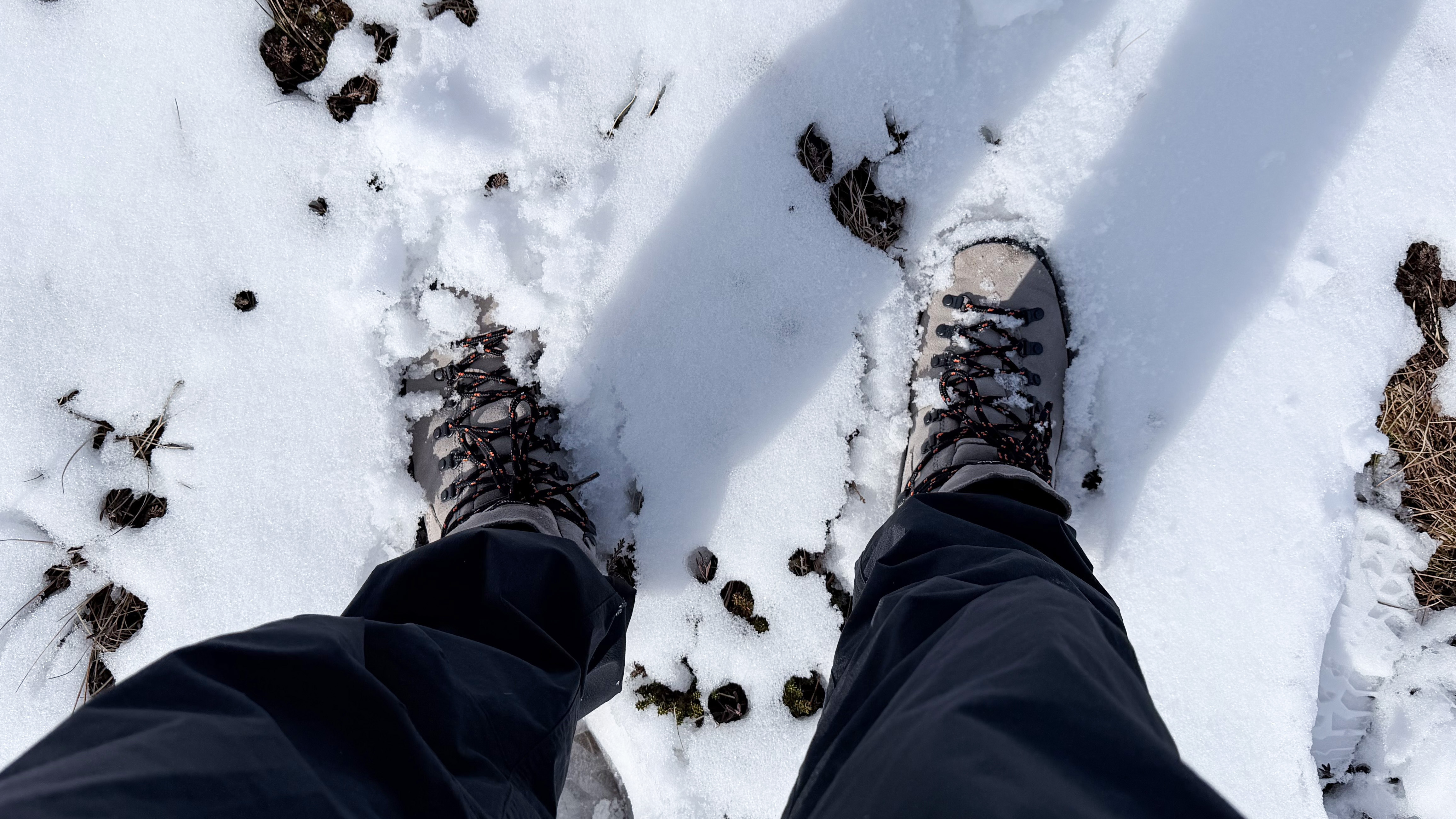 The Columbia Newton Alpine boots being worn in the snow