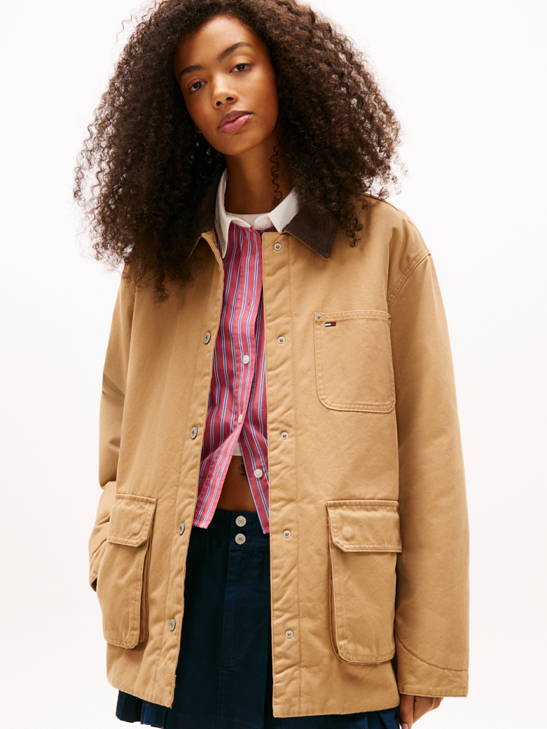 Corduroy Collar Twill Utility Jacket