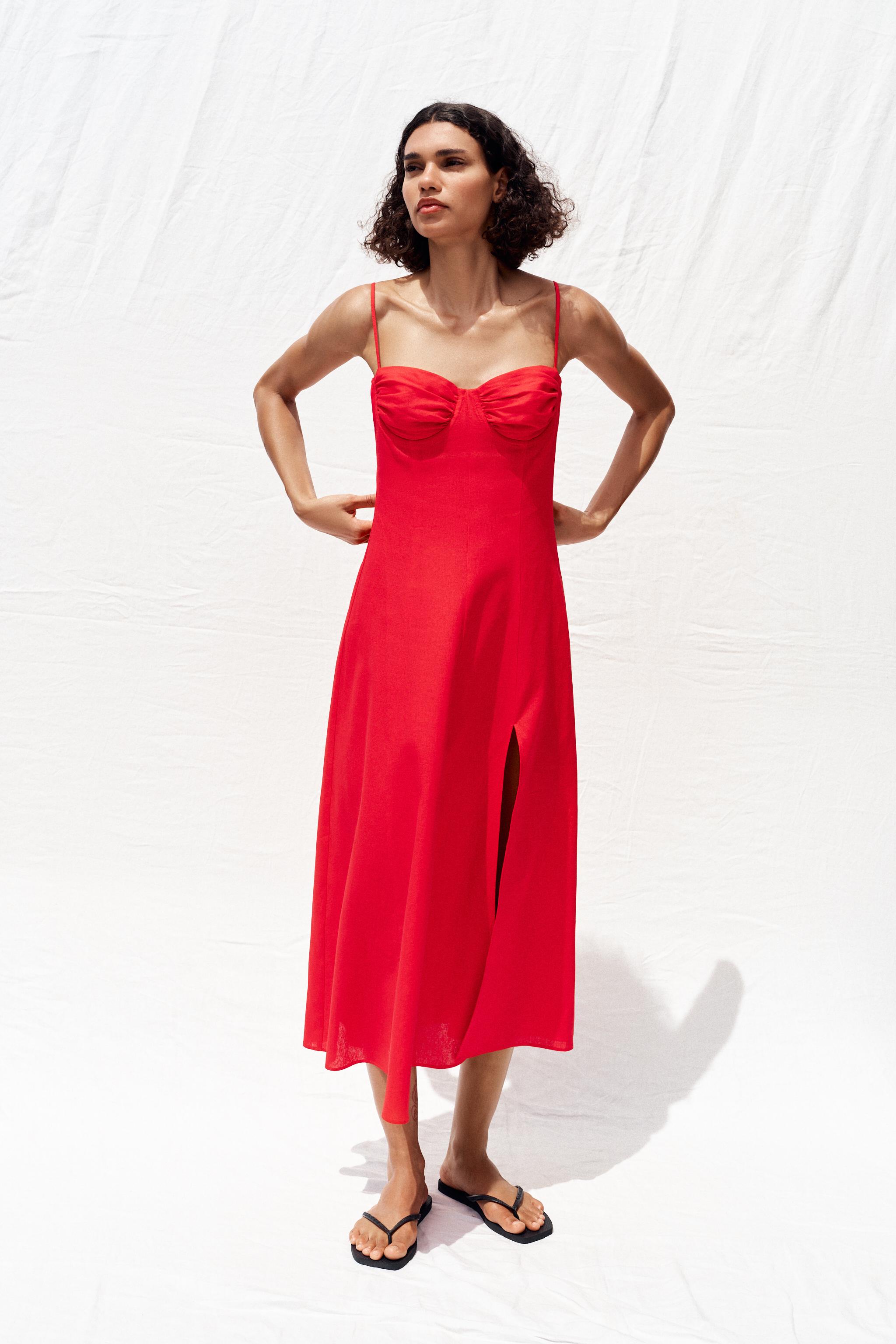 Midi corset dress mixed with linen
