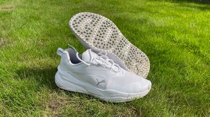 PUMA GS-Fast Golf Shoe Review pictured on grass with outsole 