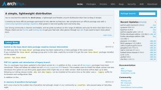 Website screenshot for Arch Linux