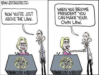 Political cartoon U.S. Hillary Clinton Barack Obama rules presidency