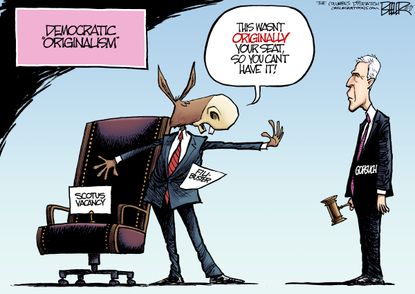 Political Cartoon U.S. Democrats Senate filibuster SCOTUS Supreme Court Neil Gorsuch hearing