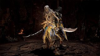 Promotional screenshot of The Cursed Sand's skeletal and human forms in Loulan: The Cursed Sand