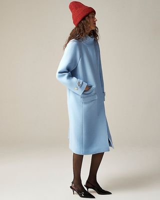 Long Toscana Coat in Italian Stadium-Cloth Wool Blend