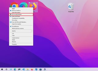 Windows 10 desktop run as administrator option