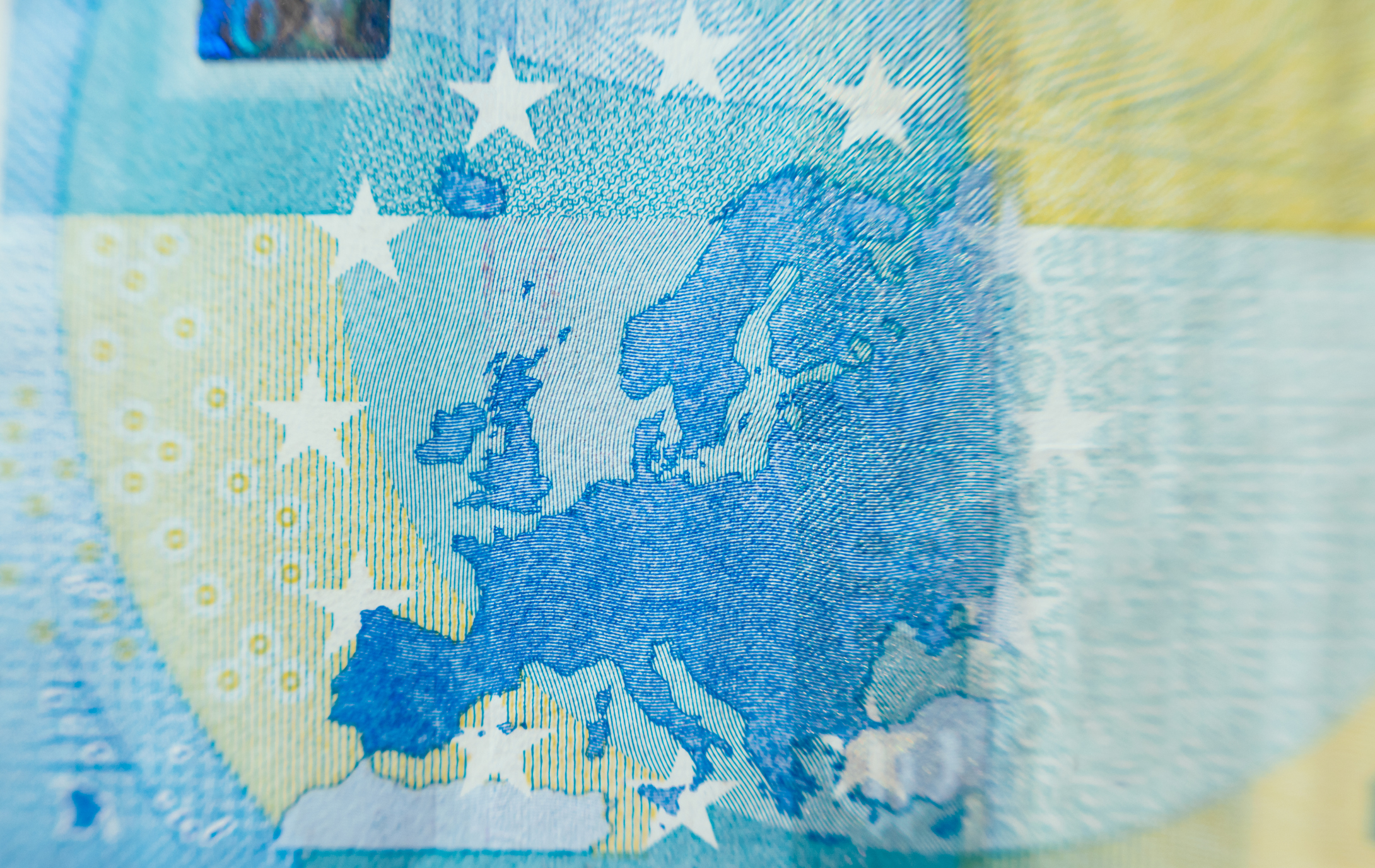 Close up of Euro note indicating investing in European stocks