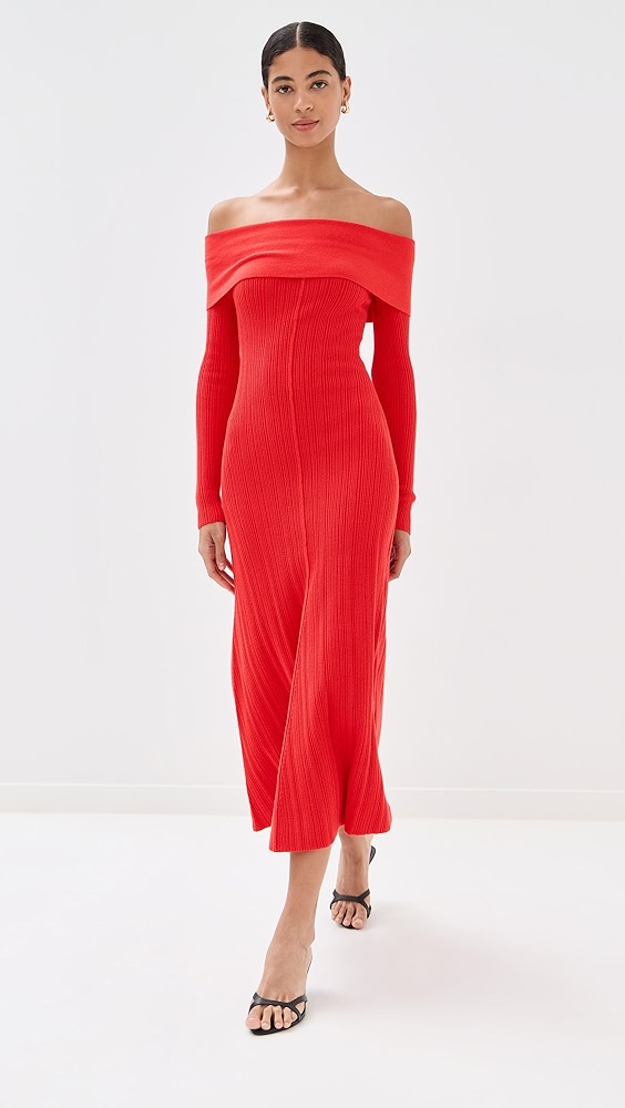 Le Bop Off Shoulder Midi Dress