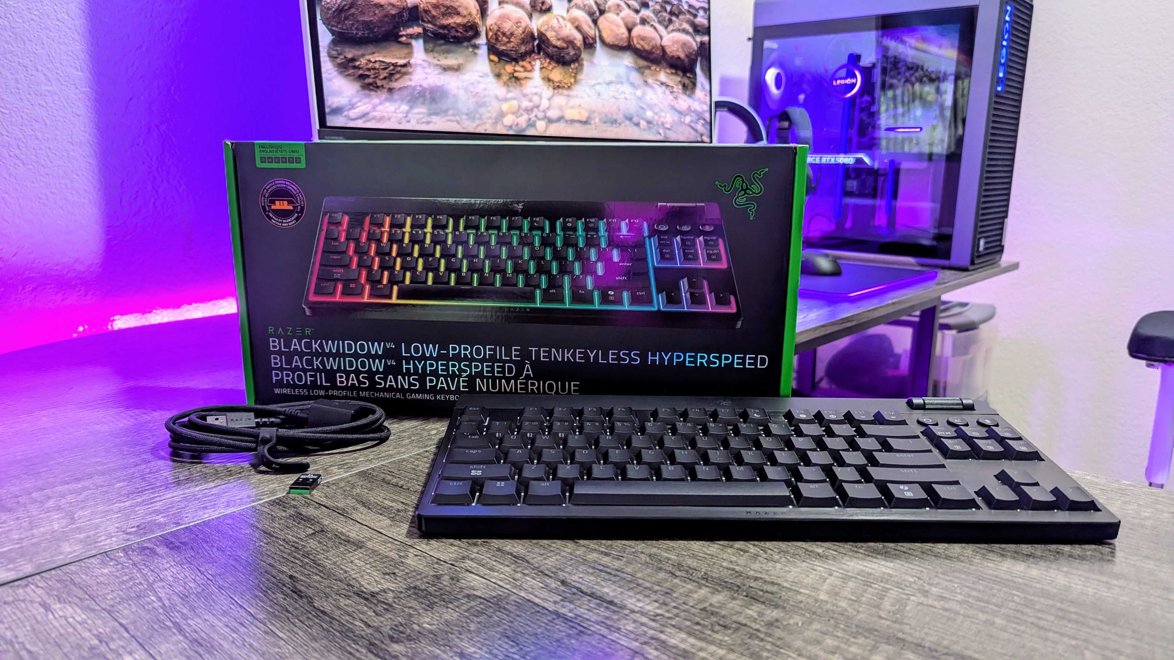 Image of the Razer BlackWidow V4 Low-Profile HyperSpeed wireless gaming keyboard.
