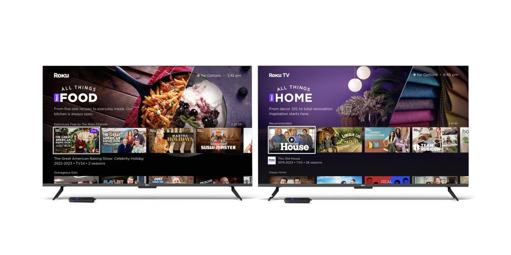 new Roku interface destinations for home and food