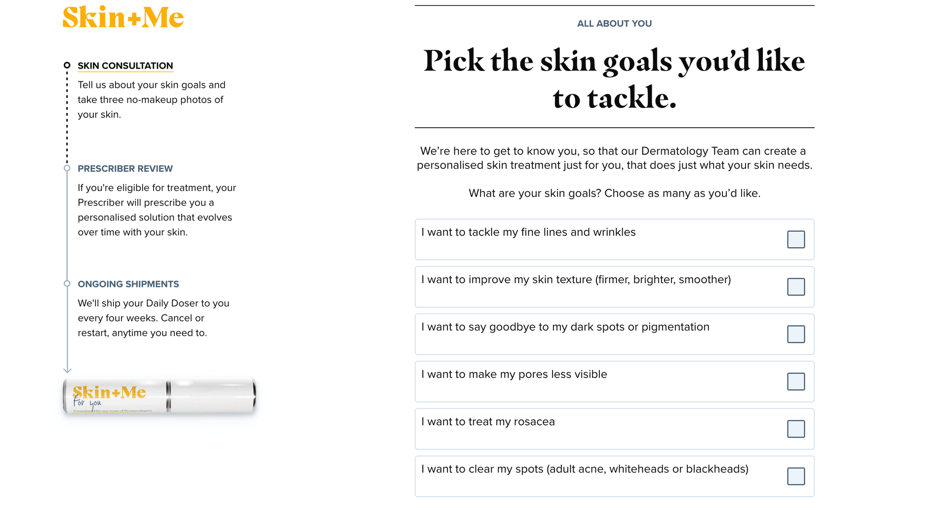 Skin+Me questionnaire