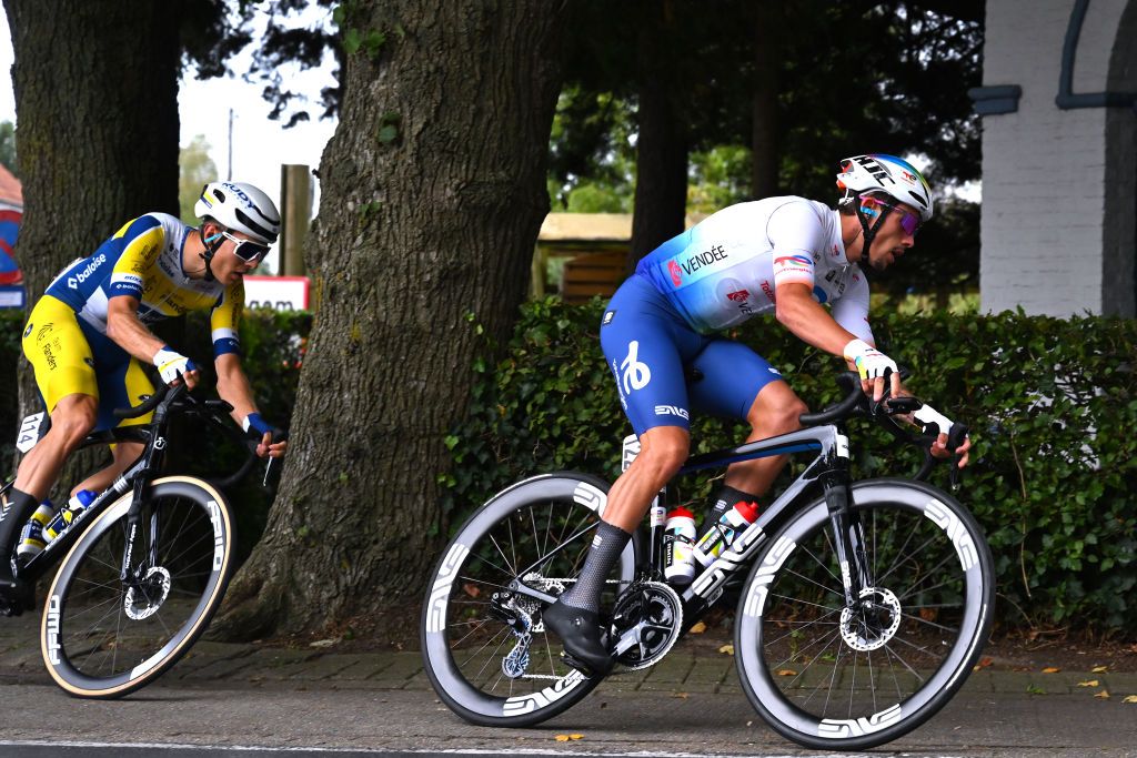 LICHTERVELDE BELGIUM SEPTEMBER 25 Thomas Bonnet of France and Team TotalEnergies competes during the 77th Omloop van het Houtland 2024 a 1952km one day race from Eernegem to Lichtervelde on September 25 2024 in Lichtervelde Belgium Photo by Luc ClaessenGetty Images