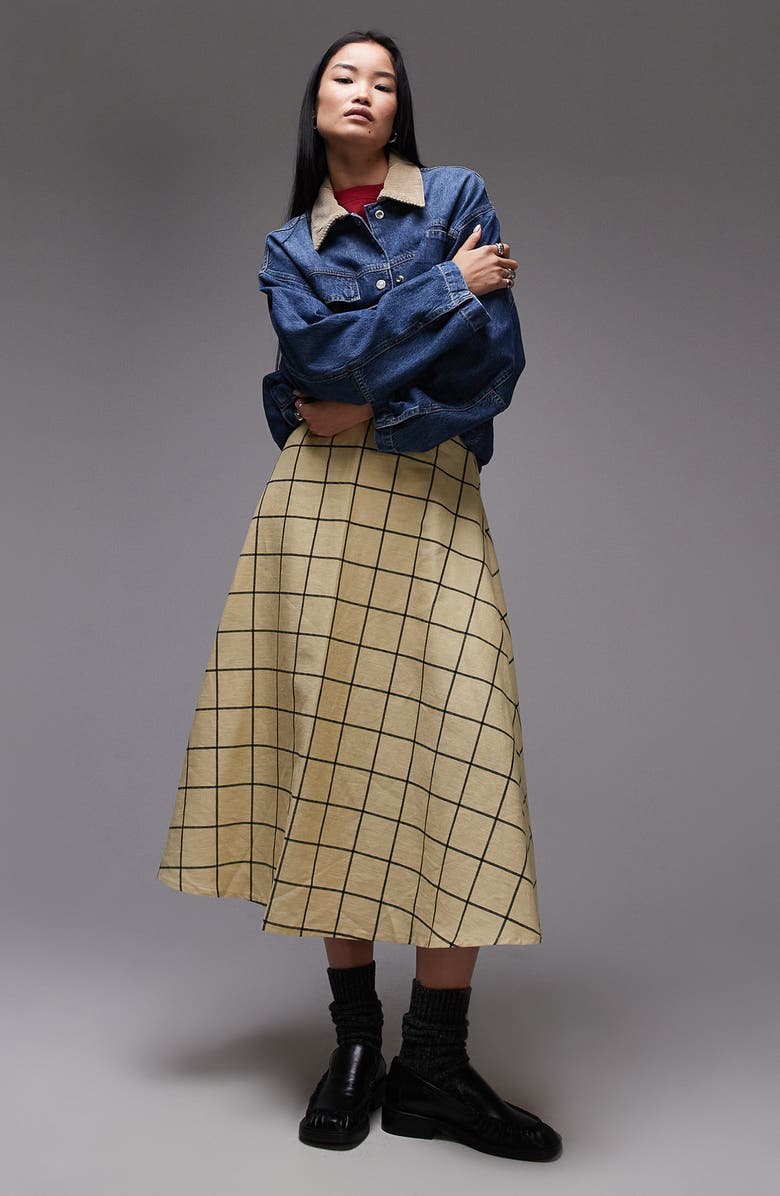 Window cotton Midi skirt