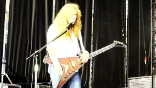 Dave Mustaine looks angry on stage in Barcelona