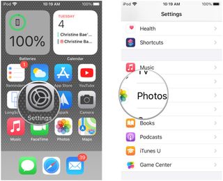 Enable iCloud Photo Library on your iPhone or iPad by showing steps: Launch Settings, tap Photos