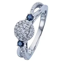 Revere 9ct White Gold Sapphire &amp; 0.33ct Diamond Halo Ring, Now £449.99Was £499.99 (10% off)