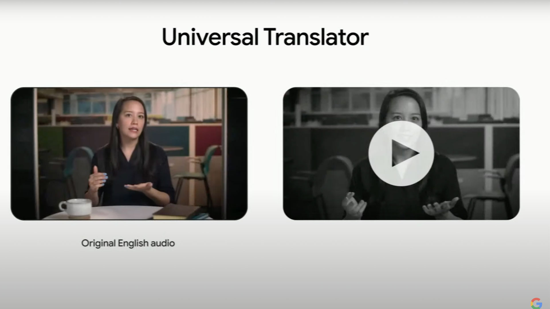 An image from the Google I/O 2023 event about the universal translator