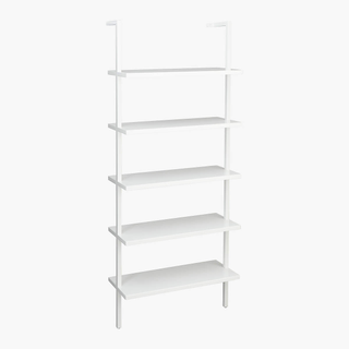 wiry white wall-mounted bookshelf