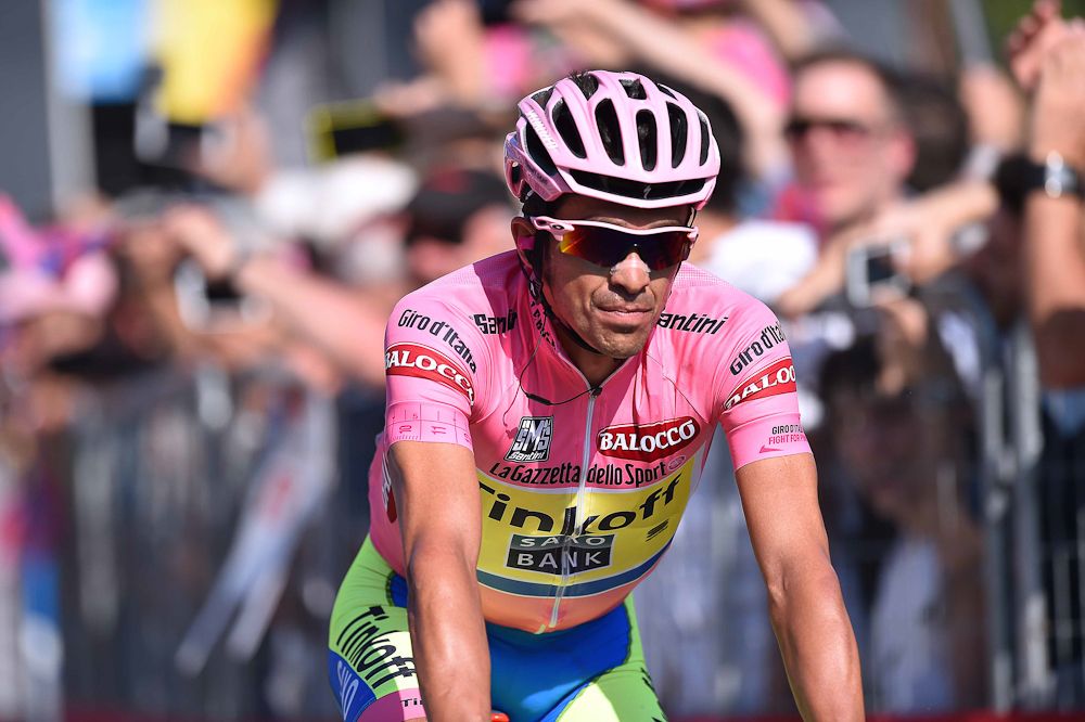 Alberto Contador at the finish of stage 18.