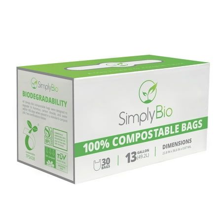 13 Gal. Eco-Friendly Biodegradable Compostable Trash Bags Heavy-Duty With Handle