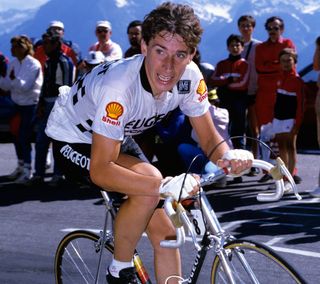 Robert Millar in the Peugeot jersey during the 1983 Tour de France. Photo: Graham Watson
