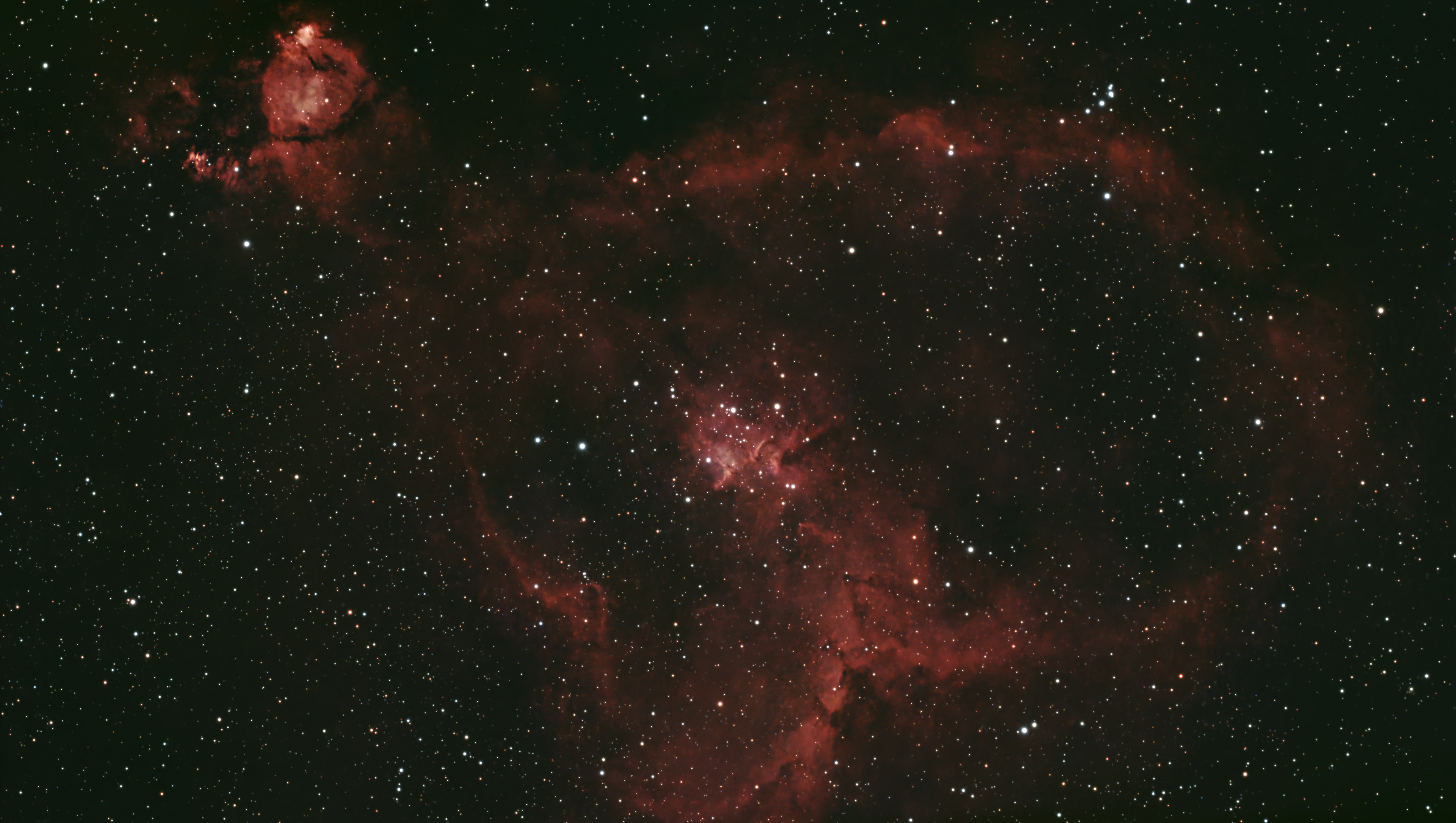 A photograph of the Heart Nebula, taken with the Dwarf III smart telescope, processed in Pixinsight