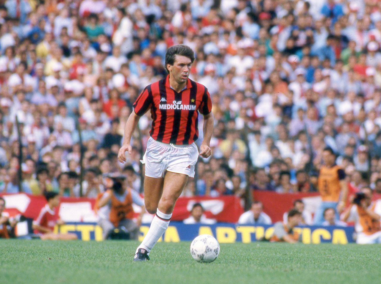 Carlo Ancelotti in action for AC Milan during the 1987/88 season