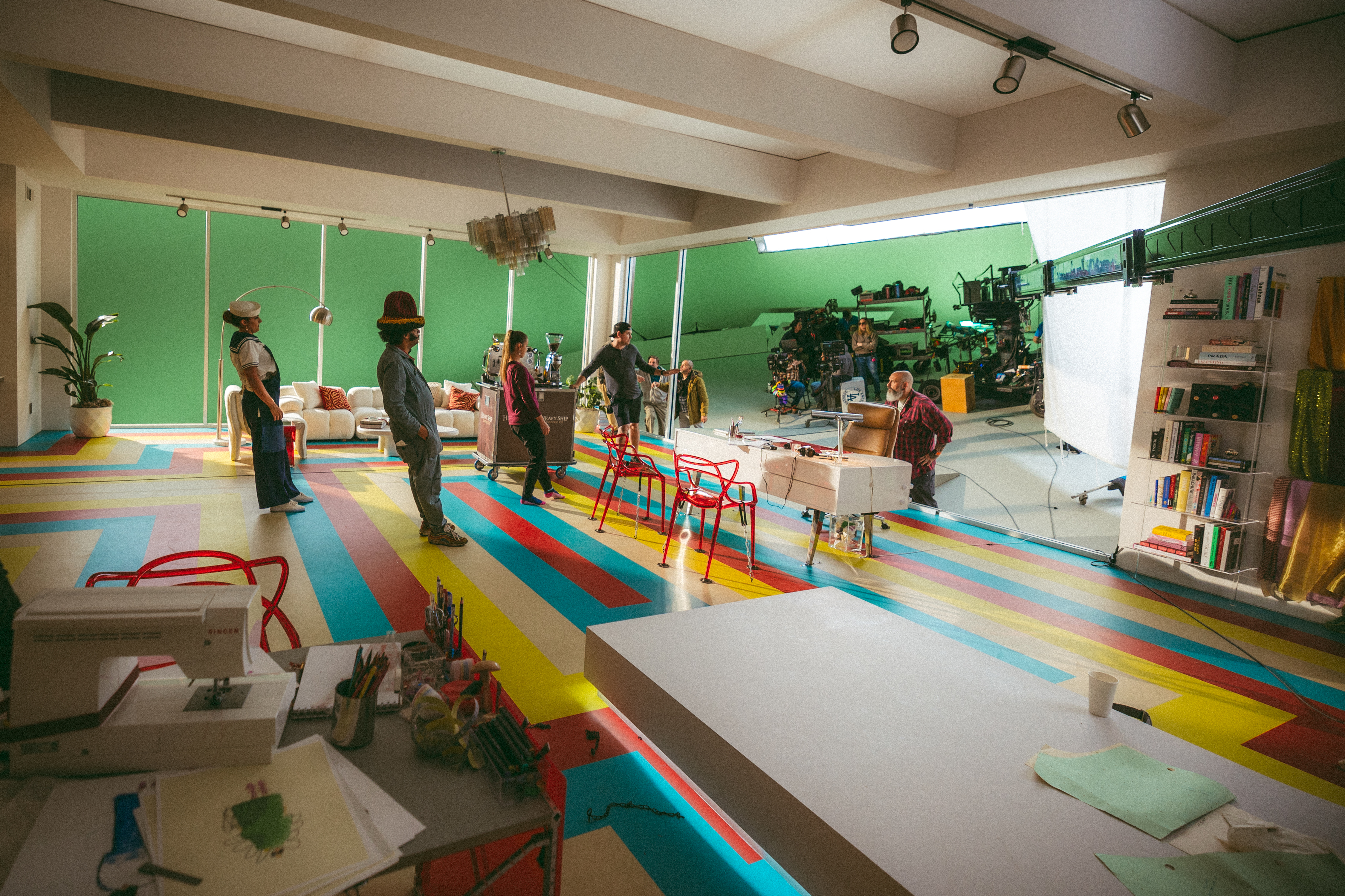 Behind the scenes shots of I Love Boosters production design