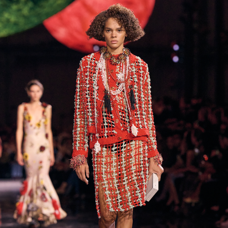 Chanel Spring/Summer 26 catwalk red tweed look