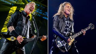 Metallica's James Hetfield and Kirk Hammett perform live