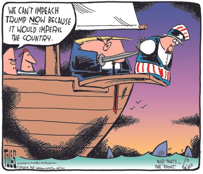 Political Cartoon U.S.Trump Impeachment Pirate Ship
