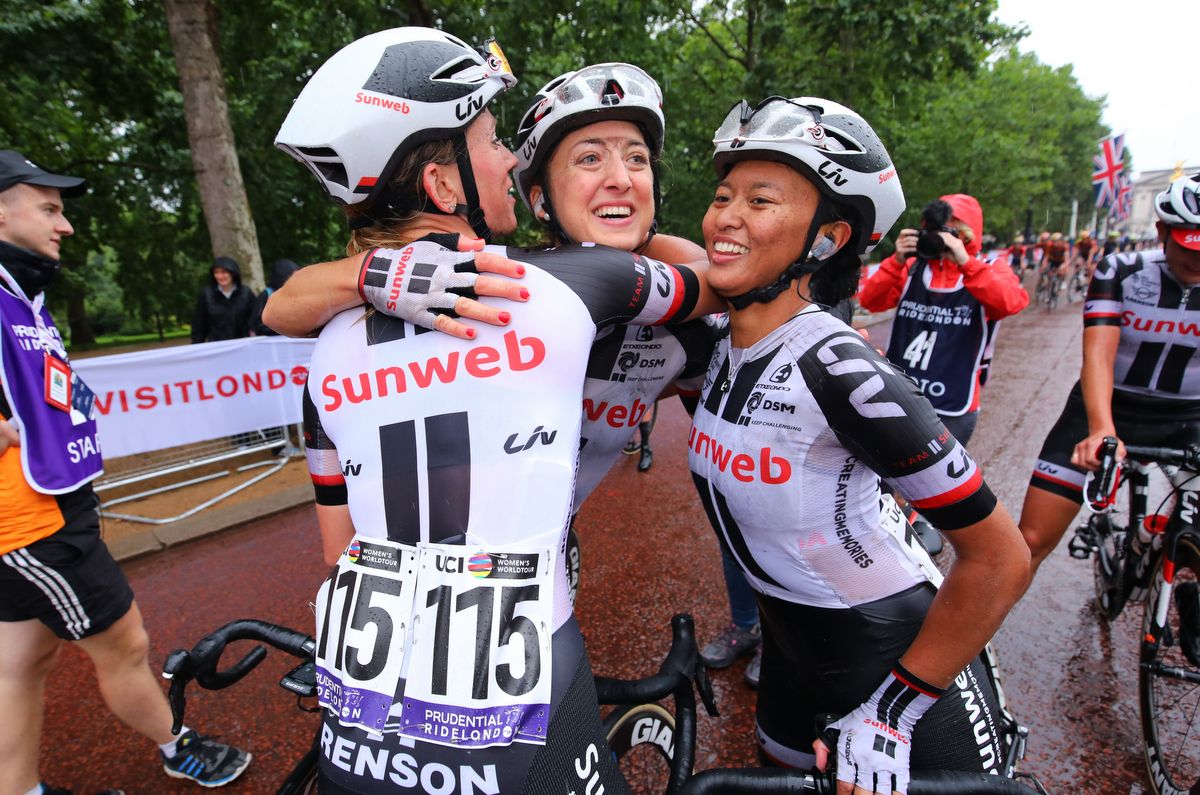 The winning Sunweb team celebrate