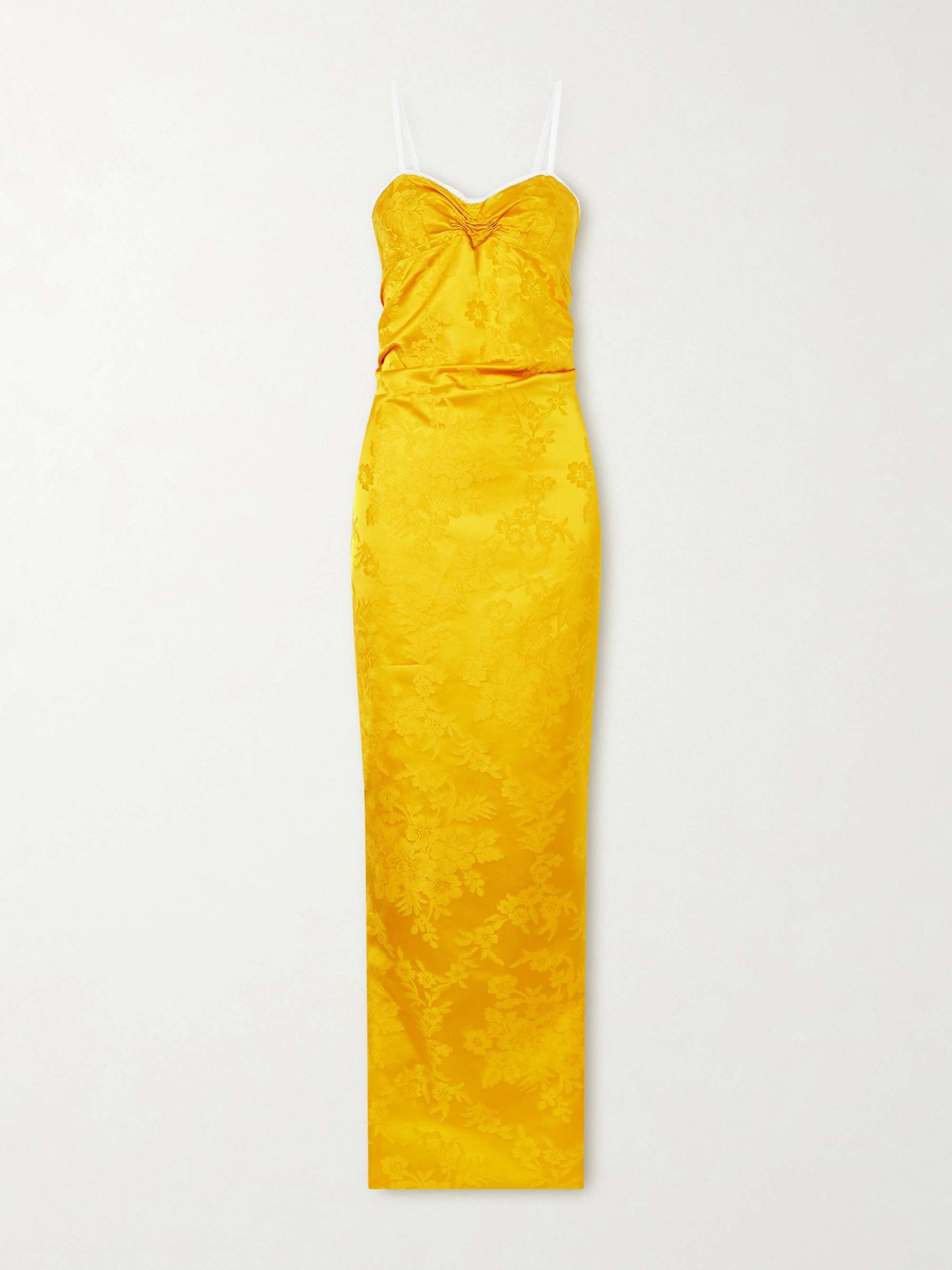 Floral-Jacquard Cotton-Blend Gown