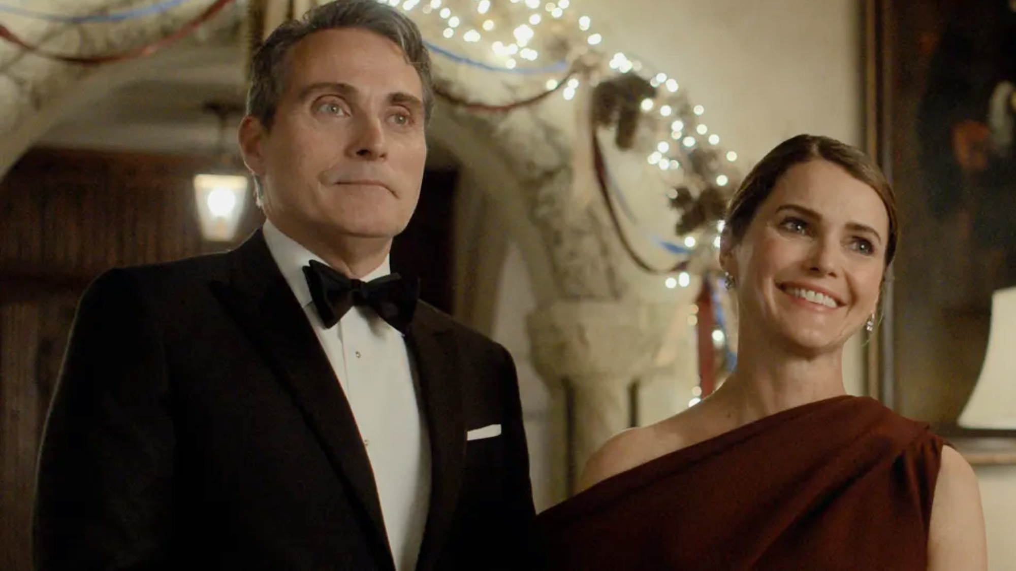 (L to R) Rufus Sewell as Hal Wyler, Keri Russell as Kate Wyler in episode 308 of "The Diplomat."